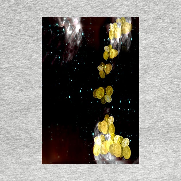 Caesar's Roman Coins drop from the night sky by KayeDreamsART